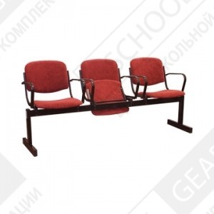 Фотография Блок стульев трехместный, мягкий, откидной, с подлокотниками