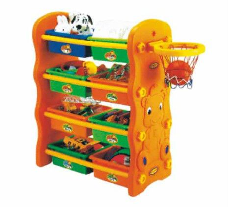 Фотография Этажерка с ящиками для игрушек и баскетбольным кольцом