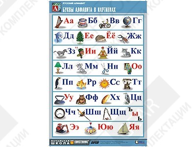 Фотография Таблица демонстрационная "Русский алфавит в картинках" (100х140)