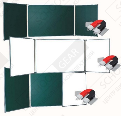 3-х элементные с 5-ю рабочими поверхностями меловые, маркерные, комбинированные