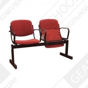 Фотография Блок стульев двухместный, мягкий, откидной, с подлокотниками
