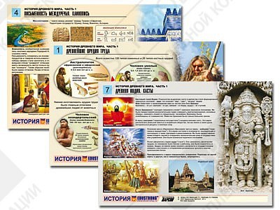 Комплект таблиц по истории раздаточный "История древнего мира. Ч1" (цветной, ламинированный А4, 8 шт.)