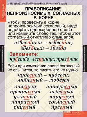 Таблицы демонстрационные "Русский язык 3 класс"