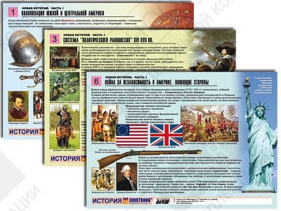 Комплект таблиц по истории раздаточный "Новая история. Ч1" (цветной, ламинированный А4, 6 шт.) Комплект таблиц по истории раздаточный "Новая история. Ч1" (цветной, ламинированный А4, 6 шт.)